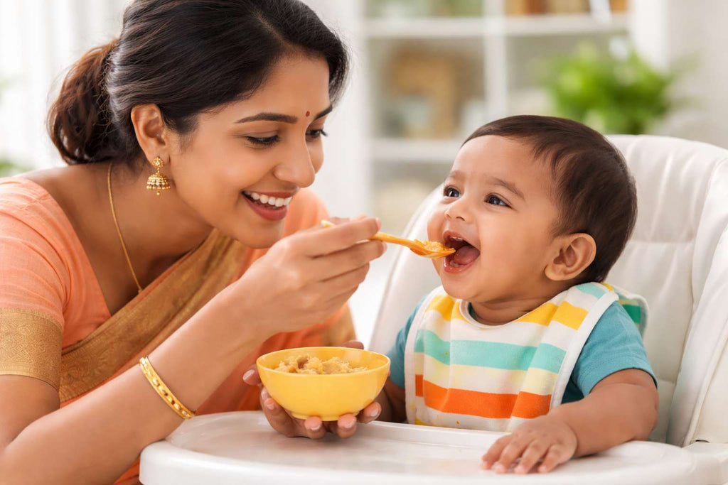 Parent feeding baby best food for 6 month baby to gain weight