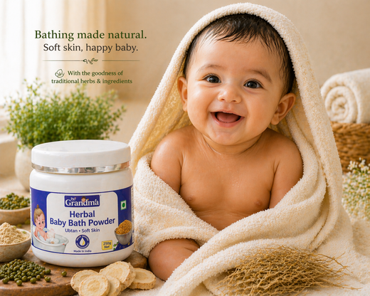Herbal Baby Bath Powder – Traditional Skin Brightening Formula for Babies (0–6 Yrs) | ByGrandma